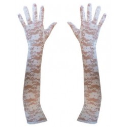 Paire de gants en dentelles blanc longs