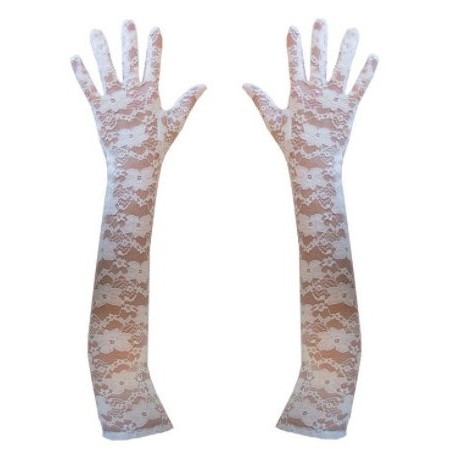 Paire de gants en dentelles blanc longs