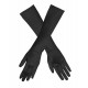 Paire de gants longs satinés noir - 40cm
