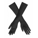 Paire de gants longs satinés noir - 43 cm